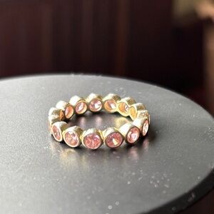 Chic Gold and Pink Gemstone Women's Ring